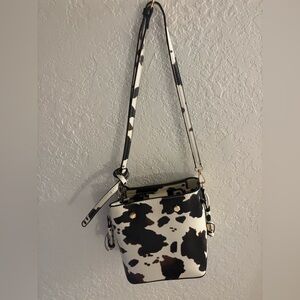 Elegant Cow Print Crossbody Bag